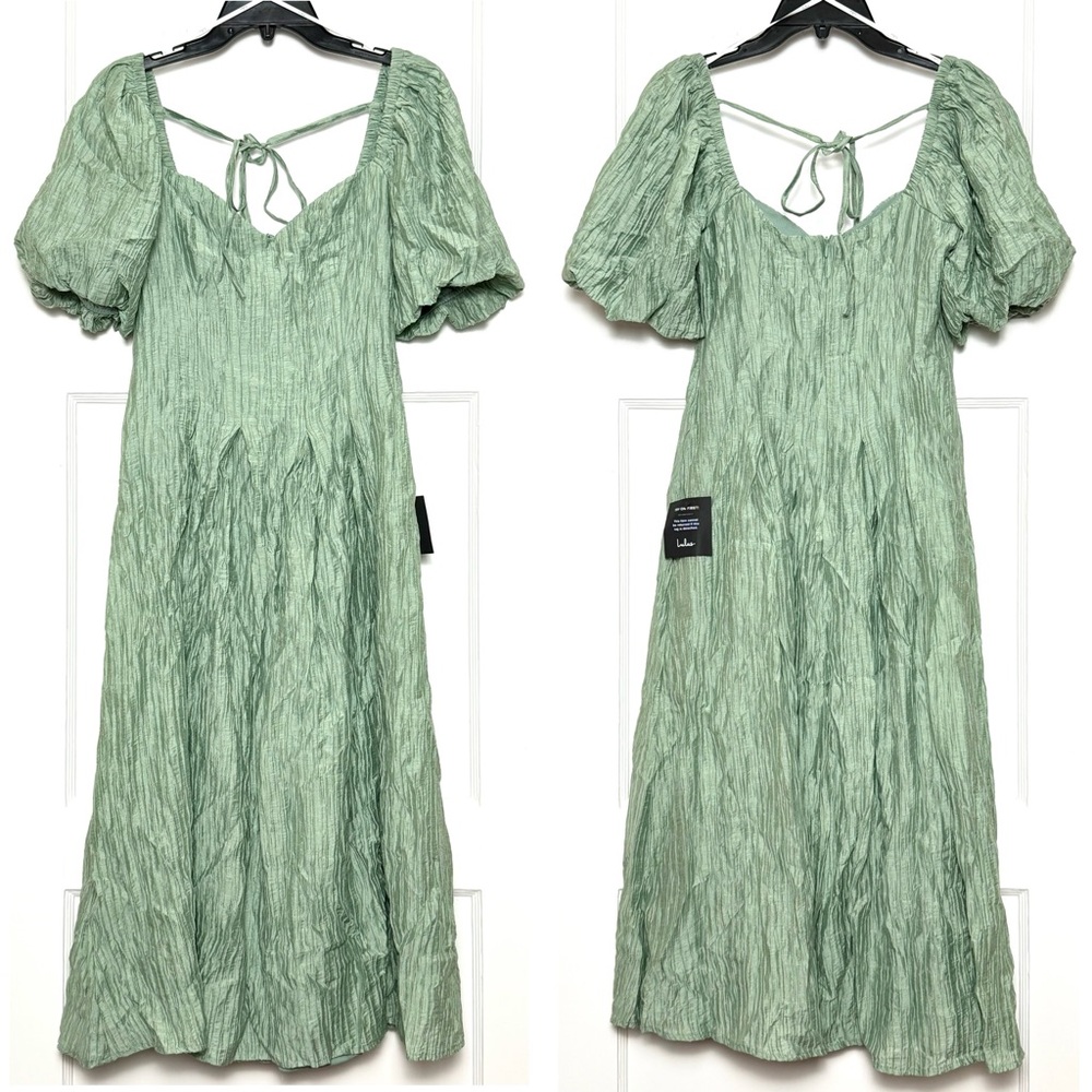 LULUS Sweetheart Neck Puff Short Sleeve Pleated Babydoll Princesscore Dress‎ S - Picture 4 of 6